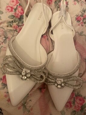 White flats with sparkles 9